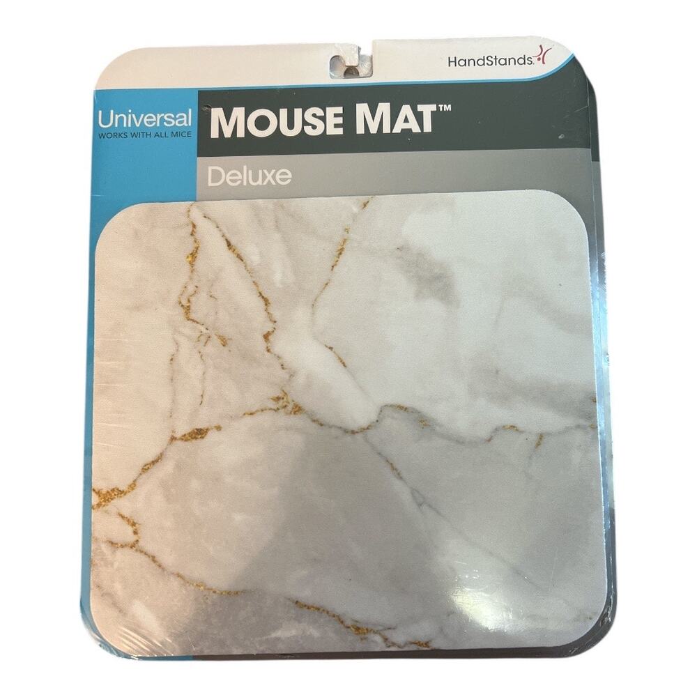 HandStands Deluxe Mouse Mat Non-Slip natural rubber base smooth - White Marble